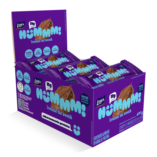 Hummm! Snack Proteico Sabor Creme de Avelã - Caixa com 12 unidades de 35g