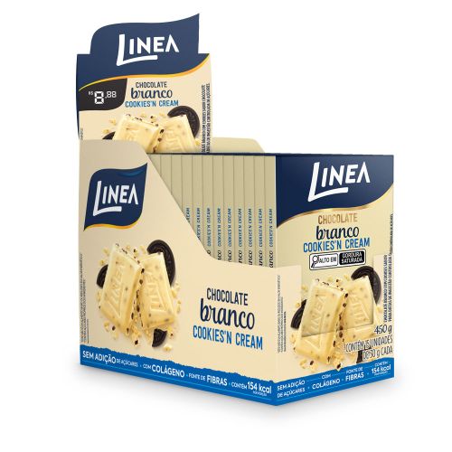 Chocolate Individual Linea Sabor Branco Cookies'n Cream - 15 unidades de 30g