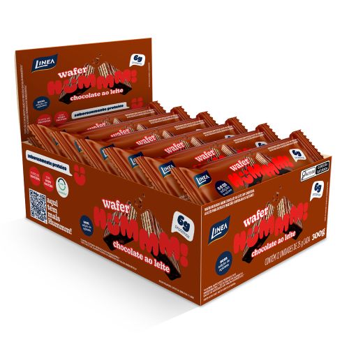 Wafer Hummm! Sabor Chocolate ao Leite 25g - Caixa com 12 unidades