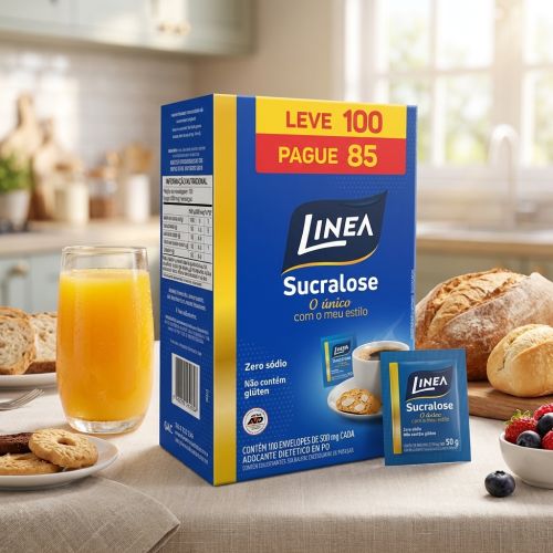 Adoçante em pó Sucralose Linea 100 Sachês de 500mg