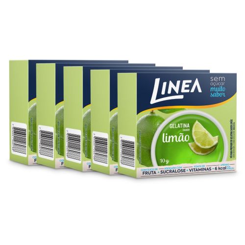 Kit 5 Gelatinas em pó Linea Sabor Limão de 10g