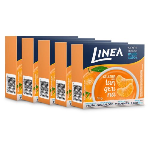 Kit 5 Gelatinas em pó Linea Sabor Tangerina de 10g
