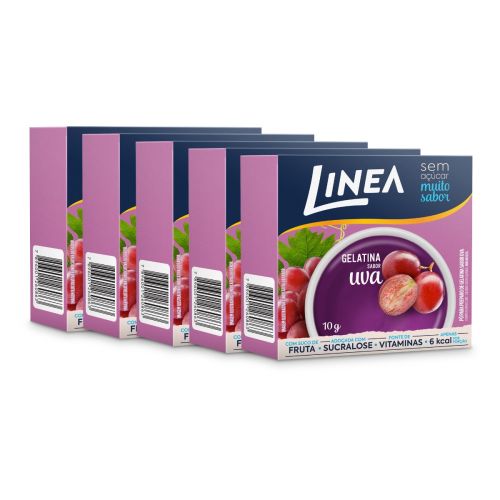 Kit 5 Gelatinas em pó Linea Sabor Uva de 10g