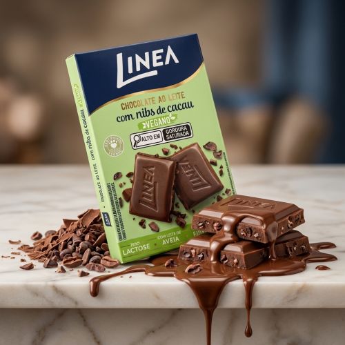 Chocolate Vegano Ao Leite com Nibs de Cacau Linea 1 Unidade de 30g 1