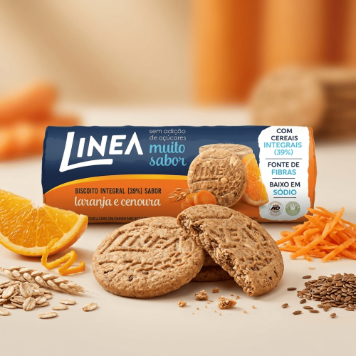 Biscoito Integral Linea Sabor Laranja e Cenoura de 100g