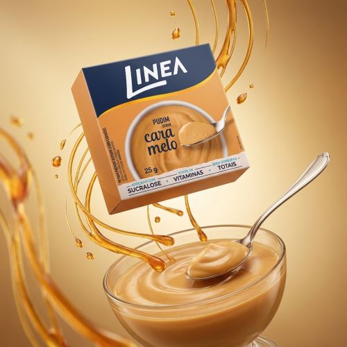 Kit 4 Pudins em pó Linea Sabor Caramelo de 25g