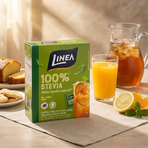 Adoçante em pó Stevia Linea 50 Sachês de 500mg