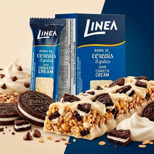 Barra De Cereal 3 Grãos Integrais Linea Sabor Cookies'n Cream - 3 unidades de 20g