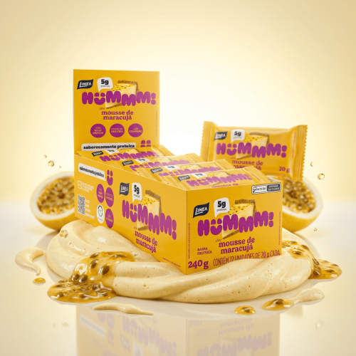 Hummm! Docinho Proteico Sabor Mousse de Maracujá - Caixa com 12 unidades de 20g