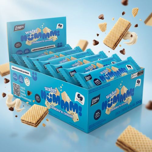 Wafer Hummm! Sabor Cookies'N Cream - Caixa com 12 unidades de 25g
