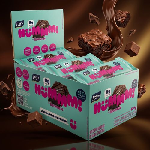 Hummm! Snack Proteico Sabor Brownie - Caixa com 12 unidades de 35g