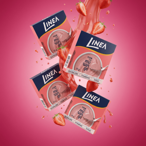 Kit 4 Pudins em pó Linea Sabor Morango de 25g