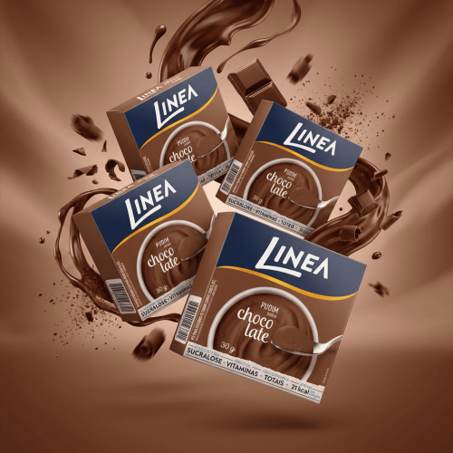Kit 4 Pudins em pó Linea Sabor Chocolate de 30g