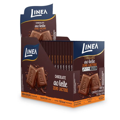 Chocolate Individual Linea Sabor Ao Leite Zero Lactose - 15 unidades de 30g
