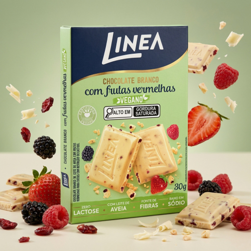Chocolate Individual Vegano Linea Sabor Branco Com Frutas Vermelhas de 30g