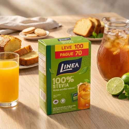 Adoçante em pó Stevia Linea Leve 100 e Pague 70 Sachês de 500mg