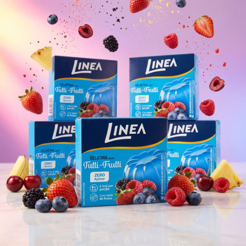 Kit 5 Gelatinas em pó Linea Sabor Tutti-Frutti de 10g