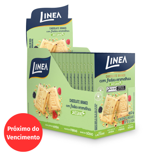 Validade 05/12/2026 - Chocolate Individual Vegano Linea Sabor Branco Com Frutas Vermelhas - 15 unidades de 30g